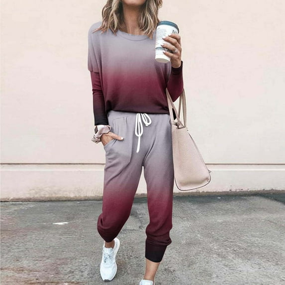 Gamivast Sweater Lounge Sets for Women Long Sleeve Crewneck Pullover Tops High Waisted Joggers Set Airport Outfits for Women 2024 Fall Outfits for Women 2024 Conjuntos De 2 Piezas Para Mujer