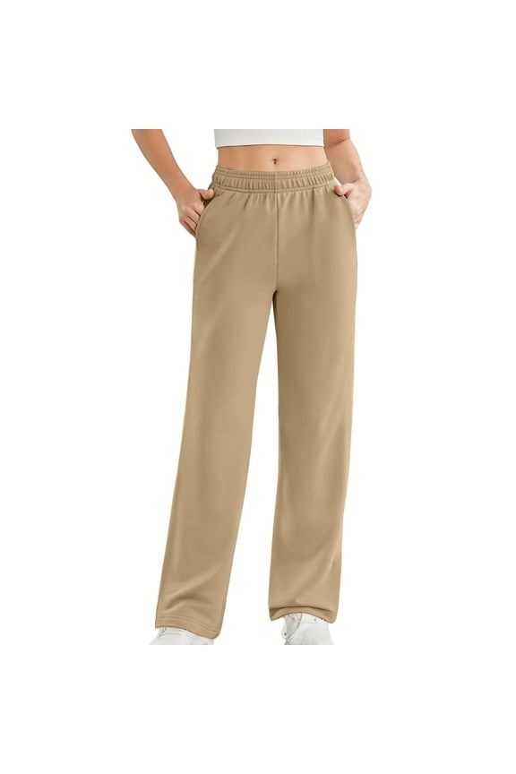 Sweatpants Women Elastic Waist Side Pockets Straight Leg Lounge Pants Loose Fit Casual Pants Breathable Soft Comfy Joggers Athletic Daily