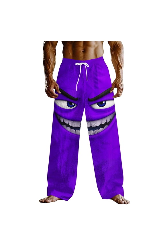 Sweatpants for Men Baggy Big Mouth Monster 3D Print Gothic Pants Loose Fit Elastic Waist Oversized Sweatpants Soft Funny Party Wear Club