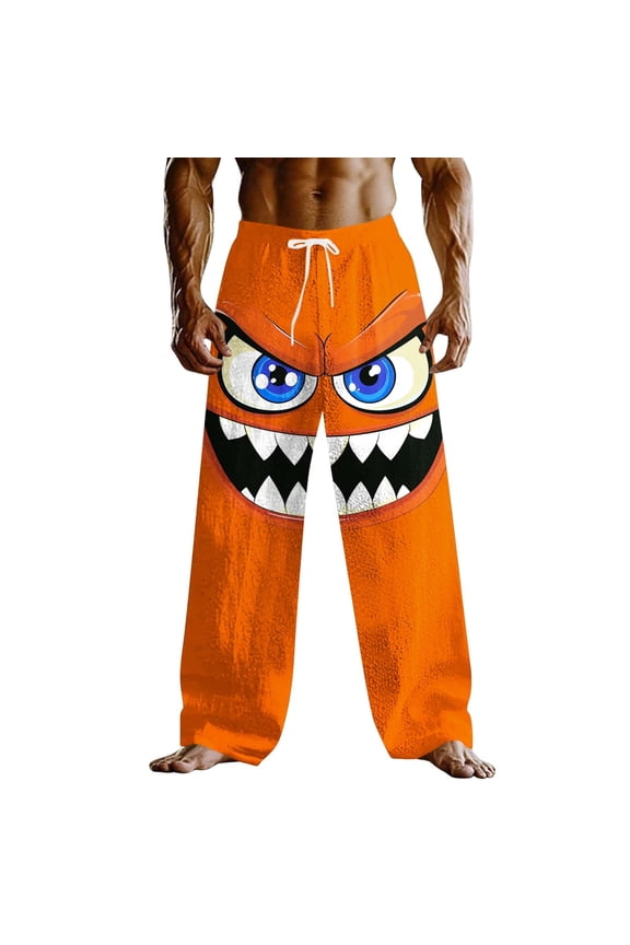 Sweatpants for Men Baggy Big Mouth Monster 3D Print Gothic Pants Loose Fit Elastic Waist Oversized Sweatpants Soft Funny Party Wear Club