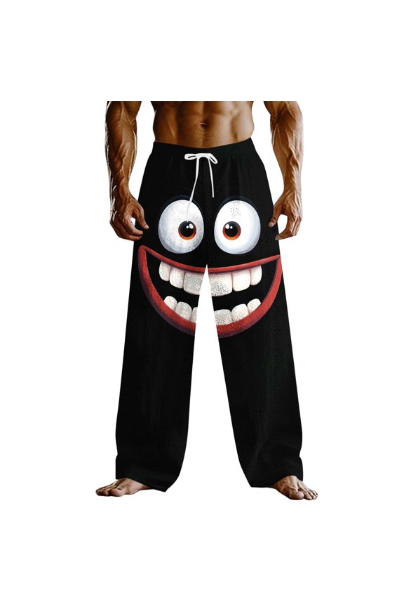 Sweatpants for Men Baggy Big Mouth Monster 3D Print Gothic Pants Loose Fit Elastic Waist Oversized Sweatpants Soft Funny Party Wear Club
