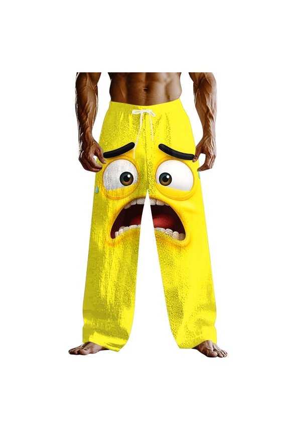 Sweatpants for Men Baggy Big Mouth Monster 3D Print Gothic Pants Loose Fit Elastic Waist Oversized Sweatpants Soft Funny Party Wear Club