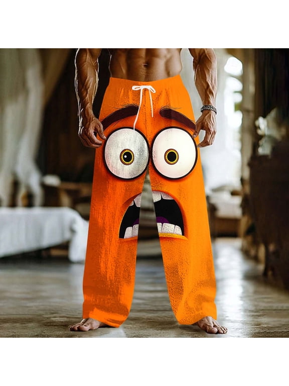 Sweatpants for Men Baggy Big Mouth Monster 3D Print Gothic Pants Loose Fit Elastic Waist Oversized Sweatpants Soft Funny Party Wear Club