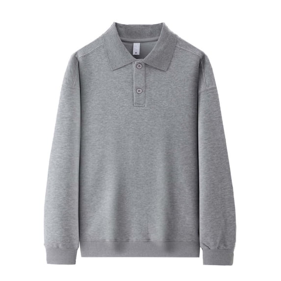 Gamivast Sweatshirts for Men Loose Fitted Long Sleeve Lapel Collar Casual Pullover Trendy Button Drop Shoulder Athletic Shirts Work Wear