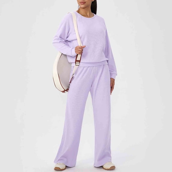 Gamivast Sweatsuits for Women Set 2 Piece Crewneck Pullover Top & Wide Leg Sweatpants Tracksuits Casual Comfy Lounge Wear Sporty Jogging Outfits