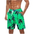 thumbnail image 1 of Gamivast Swim Shorts for Men Elastic Waist Drawstring Quick Dry Swim Trunks Palm Tree Print Beach Shorts Summer Holiday Vacation Outfits Wear, 1 of 5