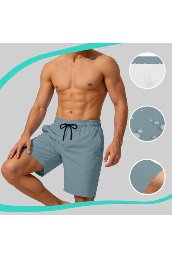 Swim Shorts for Men Quick Dry Elastic Waist Board Shorts Drawstring Pockets Beach Shorts Lightweight Breathable Swimming Surfing Pool Wear