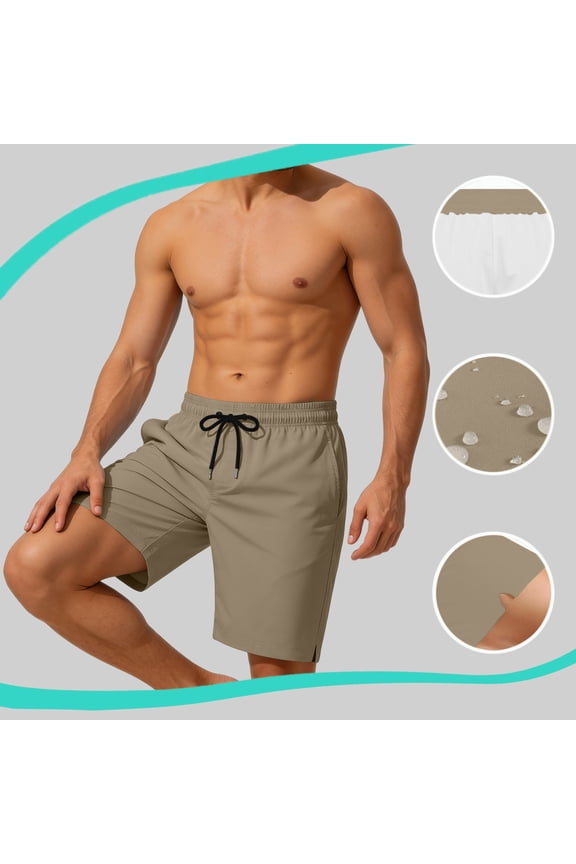 Swim Shorts for Men Quick Dry Elastic Waist Board Shorts Drawstring Pockets Beach Shorts Lightweight Breathable Swimming Surfing Pool Wear