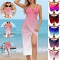 thumbnail image 1 of Gamivast Swim Tops for Women Wrap Around Vacation Beach Wear Swimsuit Cover ups Loose Fit Ombre Gradient Print Flowy Breathable Lightweight Sun Protection Summer Spring Sarong, 1 of 8