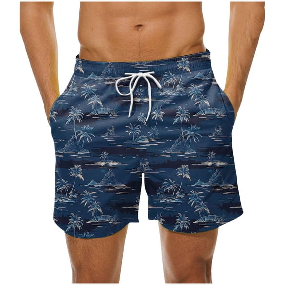 Gamivast Swimming Trunks for Men Leaf Graphic Drawstring Elastic Waist Board Shorts with Pockets Holiday Loose Bathing Suit Summer Casual Swimwear