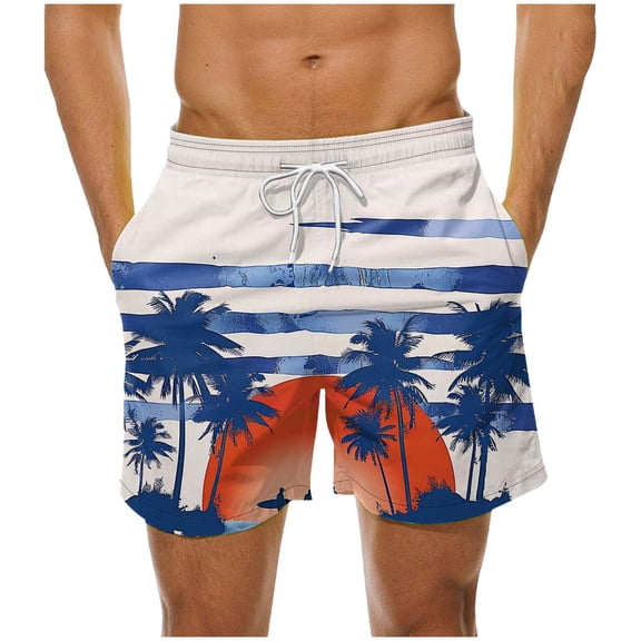 Gamivast Swimming Trunks for Men Leaf Graphic Drawstring Elastic Waist Board Shorts with Pockets Holiday Loose Bathing Suit Summer Casual Swimwear