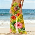 thumbnail image 1 of Gamivast Swimsuit Coverup for Women Pants Floral Elastic Waist Sheer Beach Cover up Pant Casual Flowy Wide Leg Boho Pants Summer Pool Party Swimwear, 1 of 5