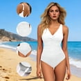 thumbnail image 1 of Gamivast Swimsuits for Women One Piece Swimsuits Tummy Control V-Neck Ruched Front Built-In Bra Tummy Control Swimwear Beach Halter One Piece Vacation Bathing Suits, 1 of 7
