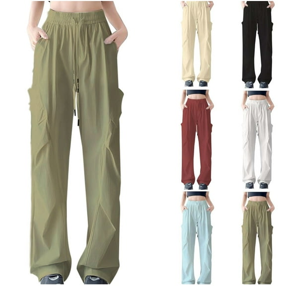 Gamivast Tall Sweatpants for Women Drying Elastic High Waist Pants with Pockets Pleated Straight Leg Trousers Athletic Drawstring Solid Activewear Sweatpants