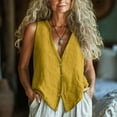 thumbnail image 1 of Gamivast Tank Top for Women Cotton Linen Sleeveless Button Up Tunic Tees Casual Loose Fit V Neck T Shirts Summer Beach Boho Tops Blouse Yellow L Camisas Para Mujer My Orders, 1 of 6