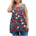 thumbnail image 1 of Gamivast Tank Tops for Women Plus Size Palm Tree Gradient Print Round Neck Sleeveless Loose Fit Breathable Shirts Summer Beach Vacation Tops, 1 of 6