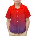 thumbnail image 1 of Gamivast Teen Boys Cute Preppy Shirts Gradient Color Collar Button Short Sleeve Shirts Vacation Trendy Lightweight Beach Shirts Red 14-16 Camiseta De Para Niños, 1 of 7
