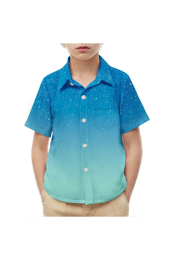 Teen Boys Cute Shirts Summer Hawaiian Shirts Short Sleeve Button Tops Preppy Vacation Trendy Lightweight Beach Shirts Blue 3T Camiseta De Para NiƱos