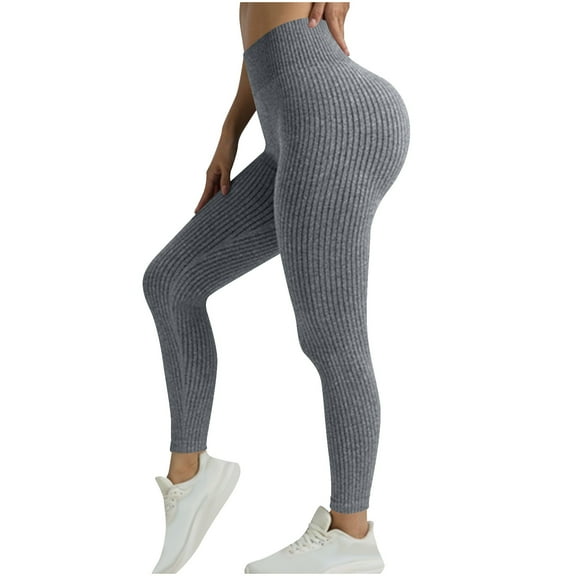 Gamivast Tight Ribbed Yoga Pants for Women Athletic High Waisted Lifting Leggings Lightweight Solid Color Athletic Sweatpants Tall Soft Fitness Trousers