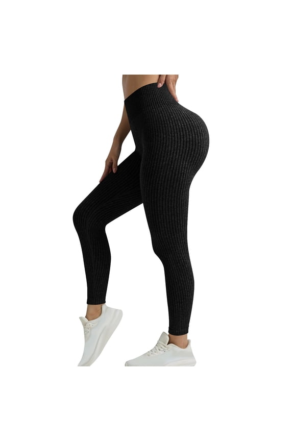 Tight Ribbed Yoga Pants for Women Athletic High Waisted Lifting Leggings Lightweight Solid Color Athletic Sweatpants Tall Soft Fitness Trousers