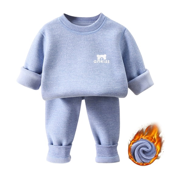 Gamivast Toddler 2 Piece Sweatsuit Sets Baby Boys Girls Thermal Long Sleeve Pullover Sweatshirt And Pants Warm Fleece Tracksuit Fall Winter Outfits Cute Lounge Clothes Blue 3-4 Years