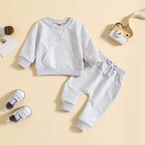 Gamivast Toddler Sweatsuit Sets Baby Boys Girls Long Sleeve Crewneck Pullover Sweatshirt And Jogger Pants 2 Piece Tracksuit Activewear Casual Fall Winter Outfits Gray 2-3 Years