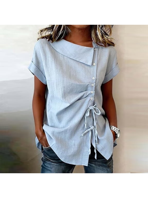 Tops for Women Linen Sleeveless Collared Loose Fit Button Down Shirts Lightweight Breathable Office Y2K Shirts Summer Business Casual Wear