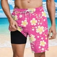 thumbnail image 1 of Trunks for Men Swim with Compression Liner Elastic Waist Palm Tree Print Board Shorts Quick Dry Swim Trunks 5 Inch Summer Beach Swimming Wear, 1 of 9