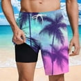 thumbnail image 1 of Trunks for Men Swim with Compression Liner Elastic Waist Palm Tree Print Board Shorts Quick Dry Swim Trunks 5 Inch Summer Beach Swimming Wear, 1 of 9