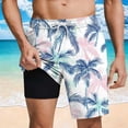 thumbnail image 1 of Trunks for Men Swim with Compression Liner Elastic Waist Palm Tree Print Board Shorts Quick Dry Swim Trunks 5 Inch Summer Beach Swimming Wear, 1 of 9