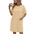 thumbnail image 1 of Gamivast Tshirt Dress Women Short Sleeve Crew Neck Mini Dress With Pockets Loose Fit Solid Color Casual Style Summer Outfits Soft Cotton Feel Lounge Dress, 1 of 6