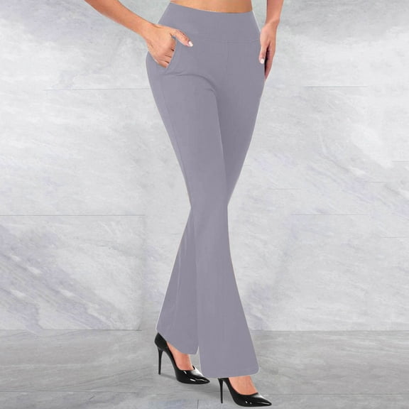 Gamivast Tummy Control Flare Yoga Pants with Pockets for Women Pull on High Waist Stretch Soft Leggings Casual Work Straight Leg Pant Dressy Gym Solid Sweatpants Fall Trendy Clothing