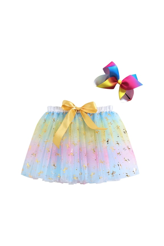 Tutu for Girls Graphic Cute Bow Layered Sparkly Tulle Skirt Elastic Waist Birthday Skirt Party Ballet Dress up Tutu Skirt Glitter Holiday Outfits