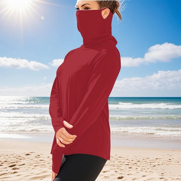 Gamivast Unisex Ice Silk Summer Sun Protection Shirts, UPF Sun Protection Hoodie Lightweight Going Out Shirts, Workout Hiking Swim Shirt Red XXXXXL Placed Recently by Me Past