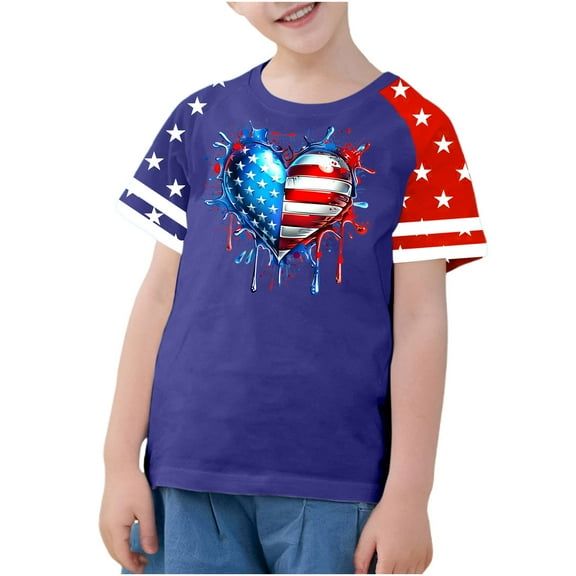 Gamivast Unisex Kids July 4Th Amarican Flag Top Patriotic Funny T-Shirt Summer Short Sleeve Independence Day Shirts Blue of the Day Recent i have Placed