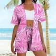 thumbnail image 1 of Gamivast Vacation Outfits for Women 2 Piece Tropical Leaf Print Kimono & Shorts Summer Sets Boho Open Front Cardigan Cover Up Beach Wear Suits, 1 of 5
