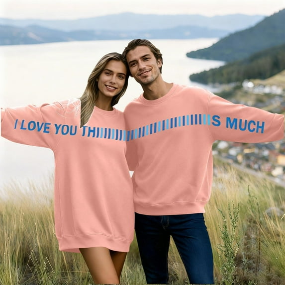 Gamivast Valentine Day Shirts for Women I Love You Letter Graphic Drop Shoulder Long Sleeve Sweatshirts Casual Loose Crew Neck Pullover Valentines Party Outfits