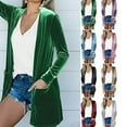 thumbnail image 1 of Gamivast Velvet Cardigan for Women Dressy Open Front Cardigans Trendy Fall Long Sleeve Jackets with Pockets Elegant Comfy Solid Color Coats Fall Fashion Outfits 2025, 1 of 7