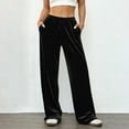 thumbnail image 1 of Gamivast Velvet Wide Leg Pants for Women Soft Drawstring Elastic Waist Flowy Relaxed Trousers with Pockets Casual Work Trouser Spring Holiday Outfits, 1 of 5