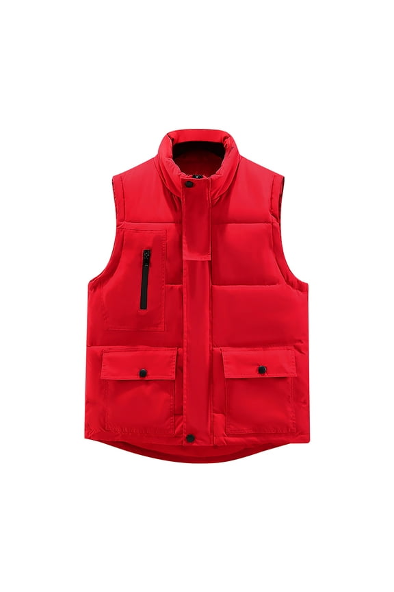 Vest for Women Quilted Loose Zip up Stand Collar Sleeveless Windbreaker Jacket with Chest Pocket Outdoor Button Down Padded Coats with Pockets Casual Winter Outerwear