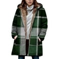 thumbnail image 1 of Gamivast Warm Jackets for Women Plaid Winter Zip up Hooded Coats with Pockets Loose Casual Long Sleeve Sherpa Long Jacket Trendy Casual Outerwear, 1 of 6