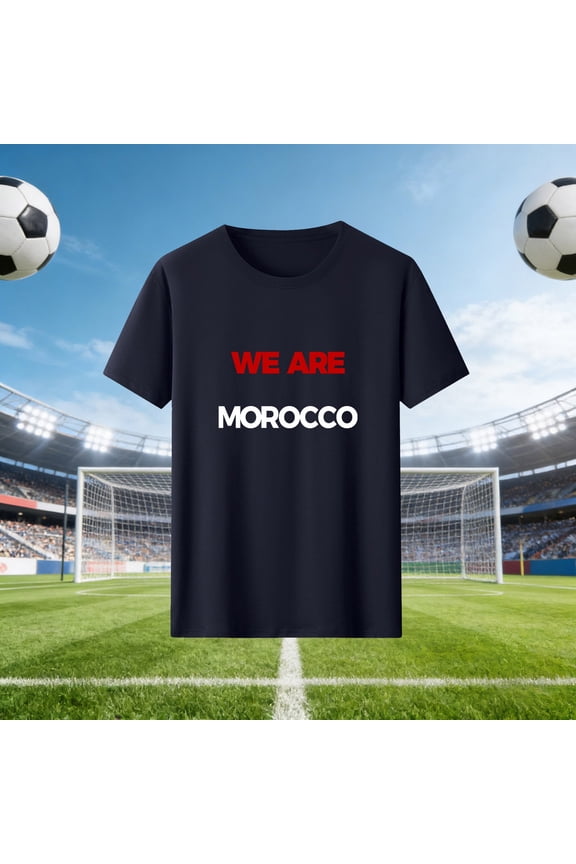 "We Are Morocco" Graphic T-Shirt for Women Soccer Fan Apparel Casual Short Sleeve Crew Neck Tee Soft Lightweight Summer Sports Everyday Comfortable Top Navy XXL
