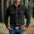 thumbnail image 1 of Gamivast Western Cowboy Shirts for Men Vintage Pearl Snap Button Down Work T-Shirt Men'S Casual Shirt Jacket with 2 Flap Pocket Black XXXXL or Clothes Under $ 5.00, 1 of 7