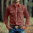 thumbnail image 1 of Gamivast Western Cowboy Shirts for Men Vintage Pearl Snap Button Down Work T-Shirt Men'S Casual Shirt Jacket with 2 Flap Pocket Wine S Returns and Refunds Tracking My Recent Order, 1 of 7