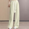 thumbnail image 1 of Gamivast Wide Leg Pants for Women Baggy Casual Elastic Waist Sweatpants with Pockets Drawstring Solid Pants with Belt Work Pleated Straight Leg Trousers, 1 of 4