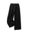 thumbnail image 1 of Gamivast Wide Leg Pants for Women Linen Lightweight High Waisted Pull-on Elastic Waist Full Length Flowy Pants Loose Fit Lounge Travel Vacation Casual Summer Daily Wear Black L, 1 of 4