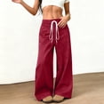 thumbnail image 1 of Gamivast Wide Leg Pants for Women Suede Drawstring Elastic Waist Flowy Trousers with Pockets Baggy Wide Leg Casual Trouser Trendy Boho Outfits, 1 of 6