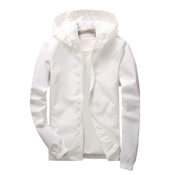 Gamivast Windbreaker for Men Hooded Long Sleeve Athletic Jackets Regular Fit Solid Lightweight Breathable Rain Shell Jacket Summer Spring Active Wear