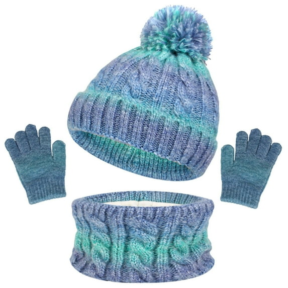 Gamivast Winter Beanies Gloves Scarf Set Boys Girls Kids Warm Knit Hat with Pom Toddler Winter Hat And Gloves Sets Neck Warmer Gaiter Mittens Fleece Lined Set Christmas Gifts