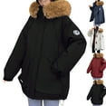 thumbnail image 1 of Gamivast Winter Coats for Women Printed Oversized Zip up Faux Fur Hooded Winter Jackets with Multiple Pockets Cuffed Long Sleeve Parka Outerwear Trendy Clothing, 1 of 6